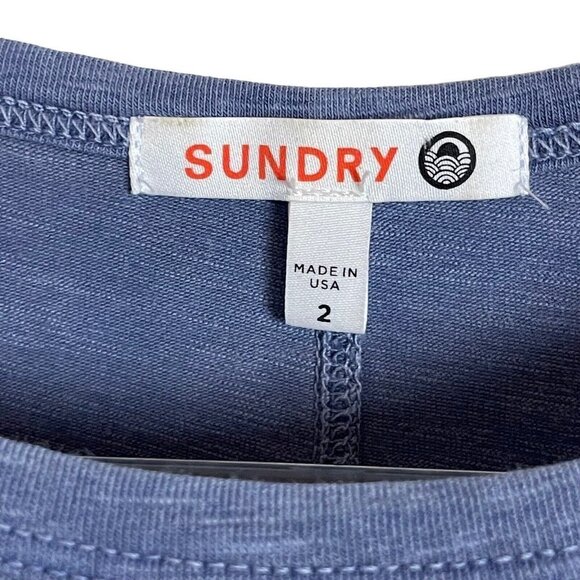 Sundry Sunday Long Sleeve Blue T-Shirt Asymmetrical Hem Dress Size S - Picture 4 of 6